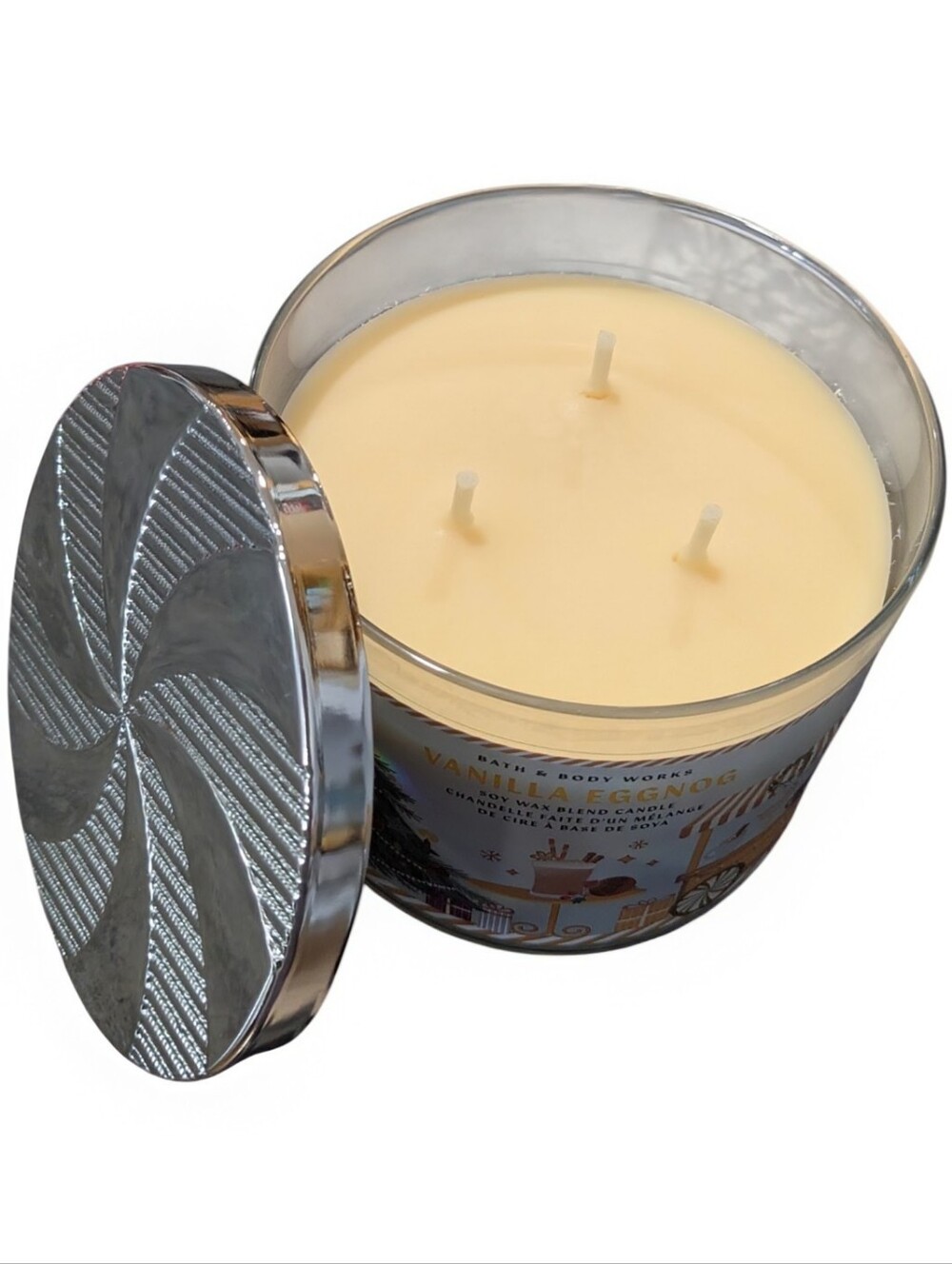 NEW Bath and Body Works Vanilla Eggnog 3-wick Candle - Picture 2 of 3